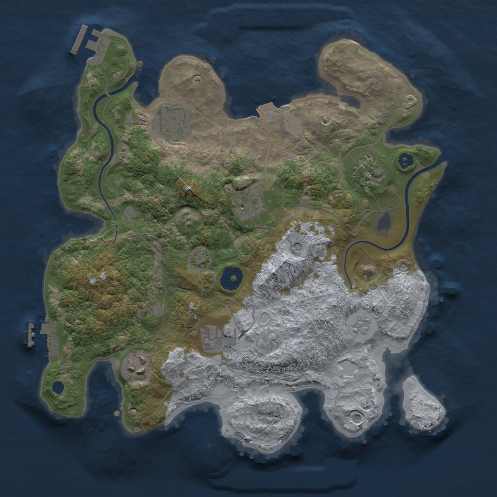 Rust Map: Procedural Map, Size: 3250, Seed: 584305536, 11 Monuments