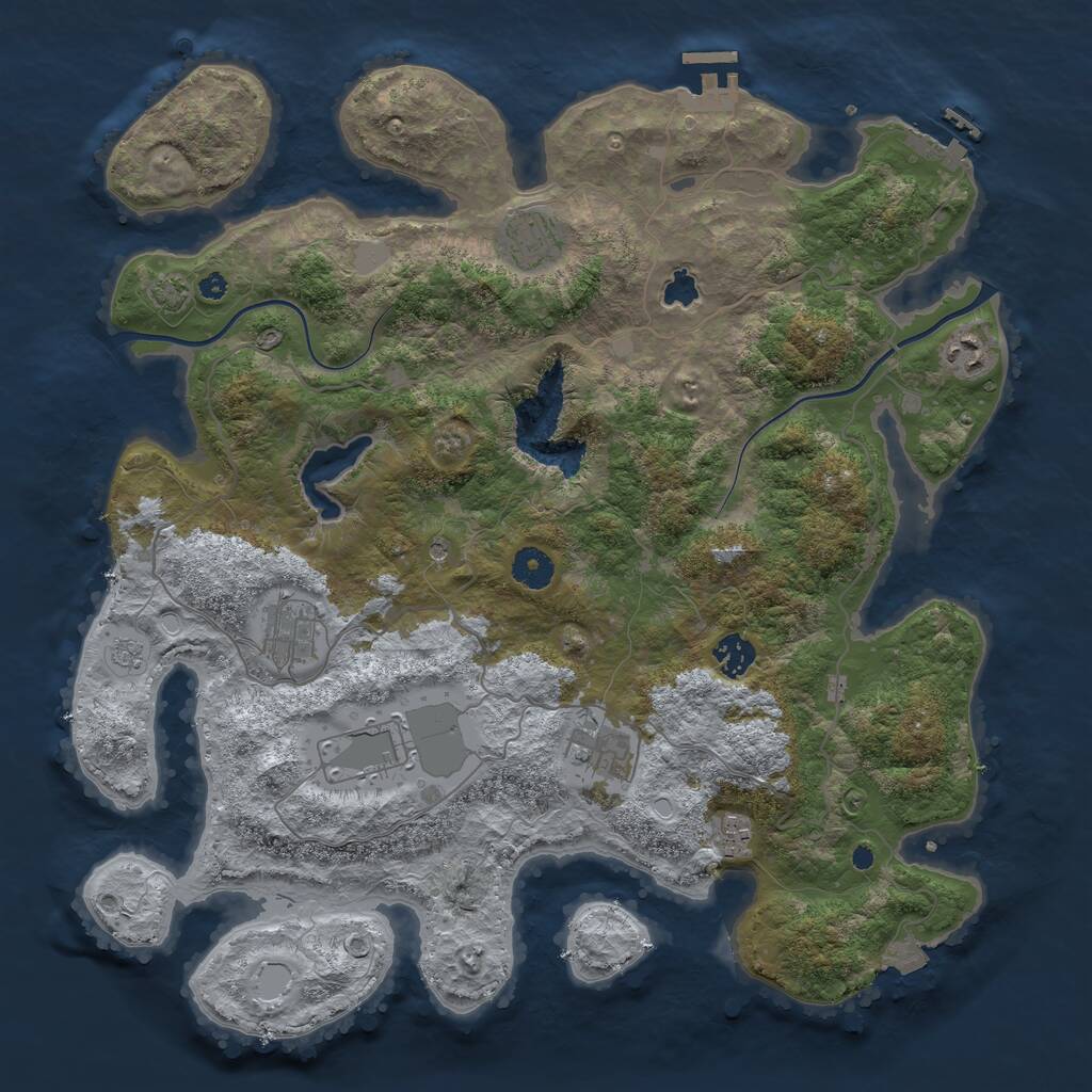 Rust Map: Procedural Map, Size: 4000, Seed: 1458772025, 13 Monuments