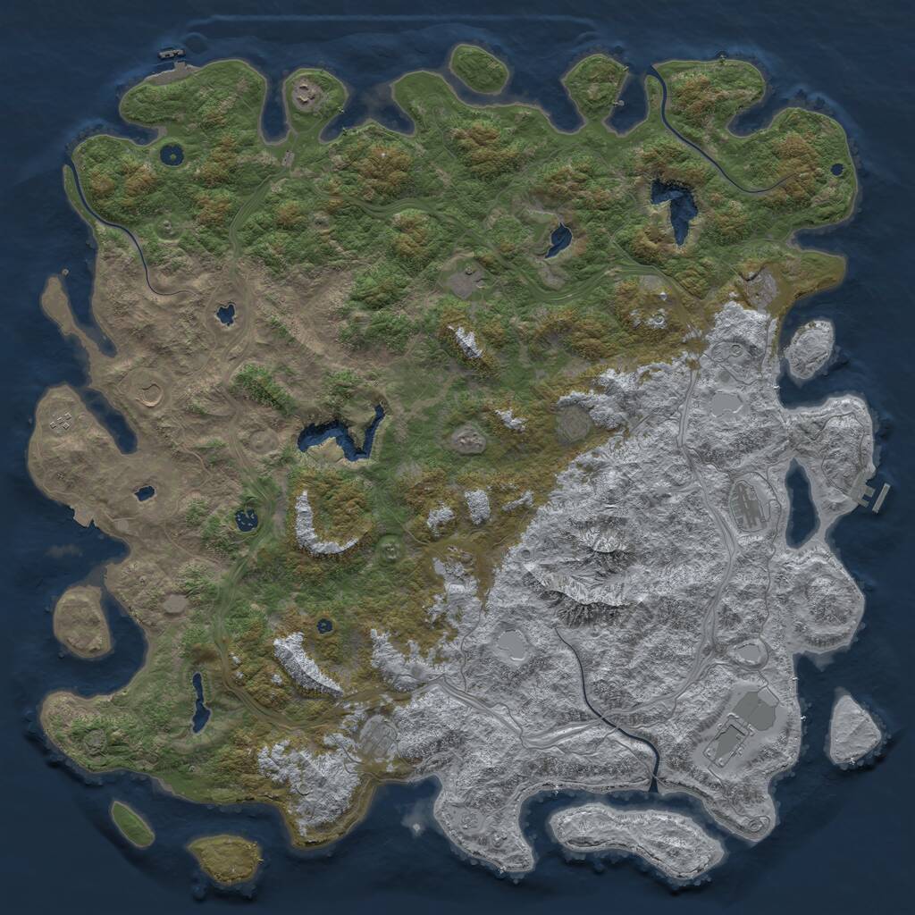 Rust Map: Procedural Map, Size: 6000, Seed: 165812, 17 Monuments