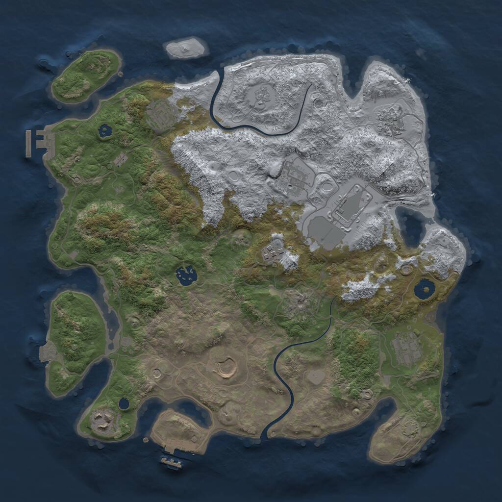Rust Map: Procedural Map, Size: 3700, Seed: 860871711, 15 Monuments