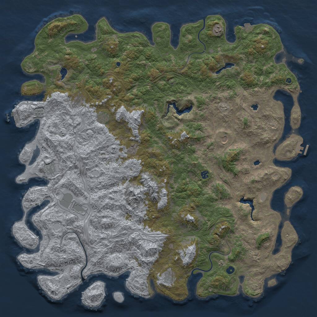 Rust Map: Procedural Map, Size: 6000, Seed: 126734, 17 Monuments
