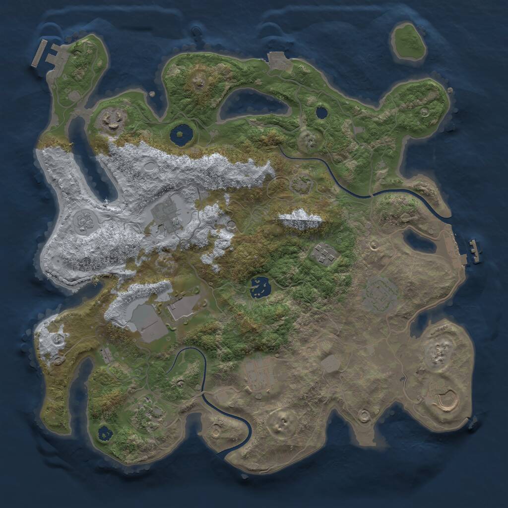 Rust Map: Procedural Map, Size: 3500, Seed: 1059067065, 15 Monuments