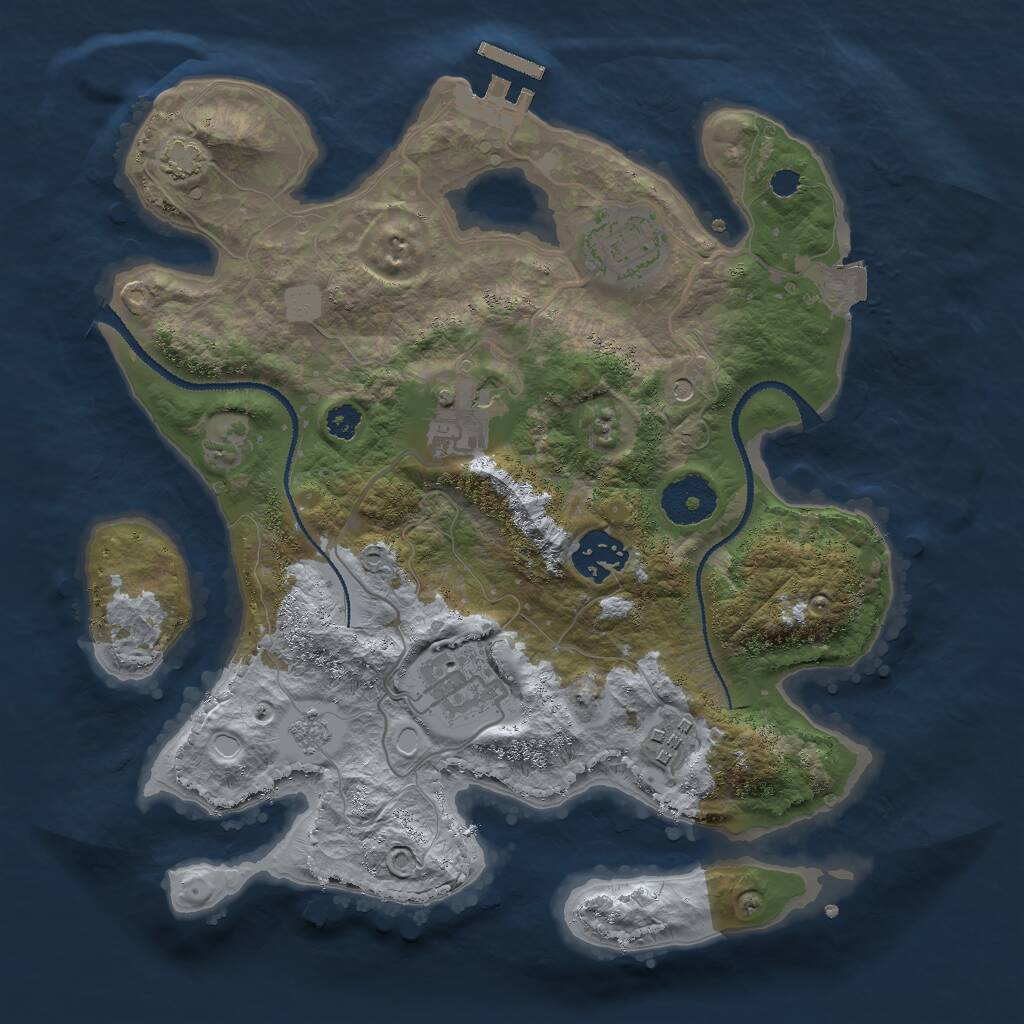 Rust Map: Procedural Map, Size: 3000, Seed: 408679682, 10 Monuments