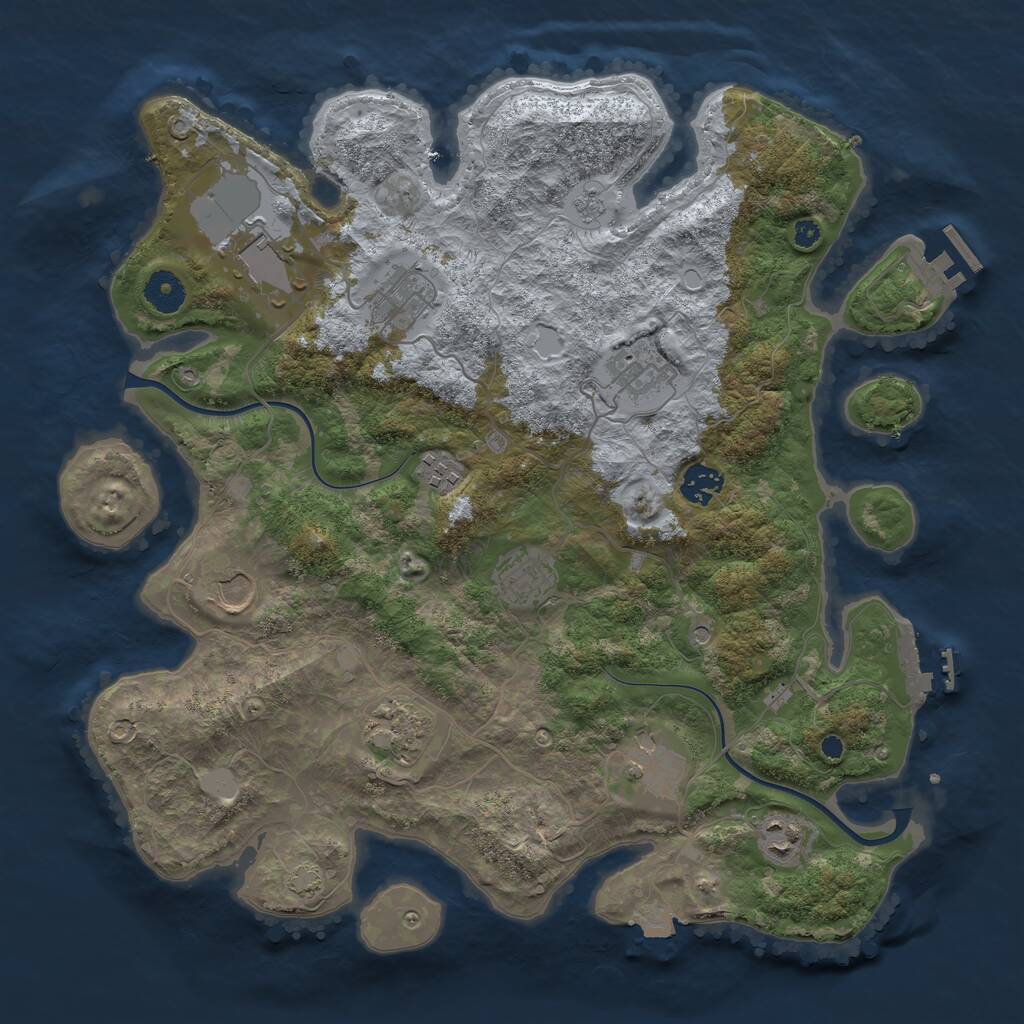 Rust Map: Procedural Map, Size: 3800, Seed: 26288978, 16 Monuments