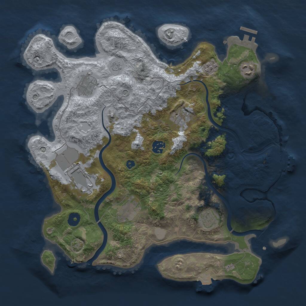 Rust Map: Procedural Map, Size: 3500, Seed: 21037, 14 Monuments