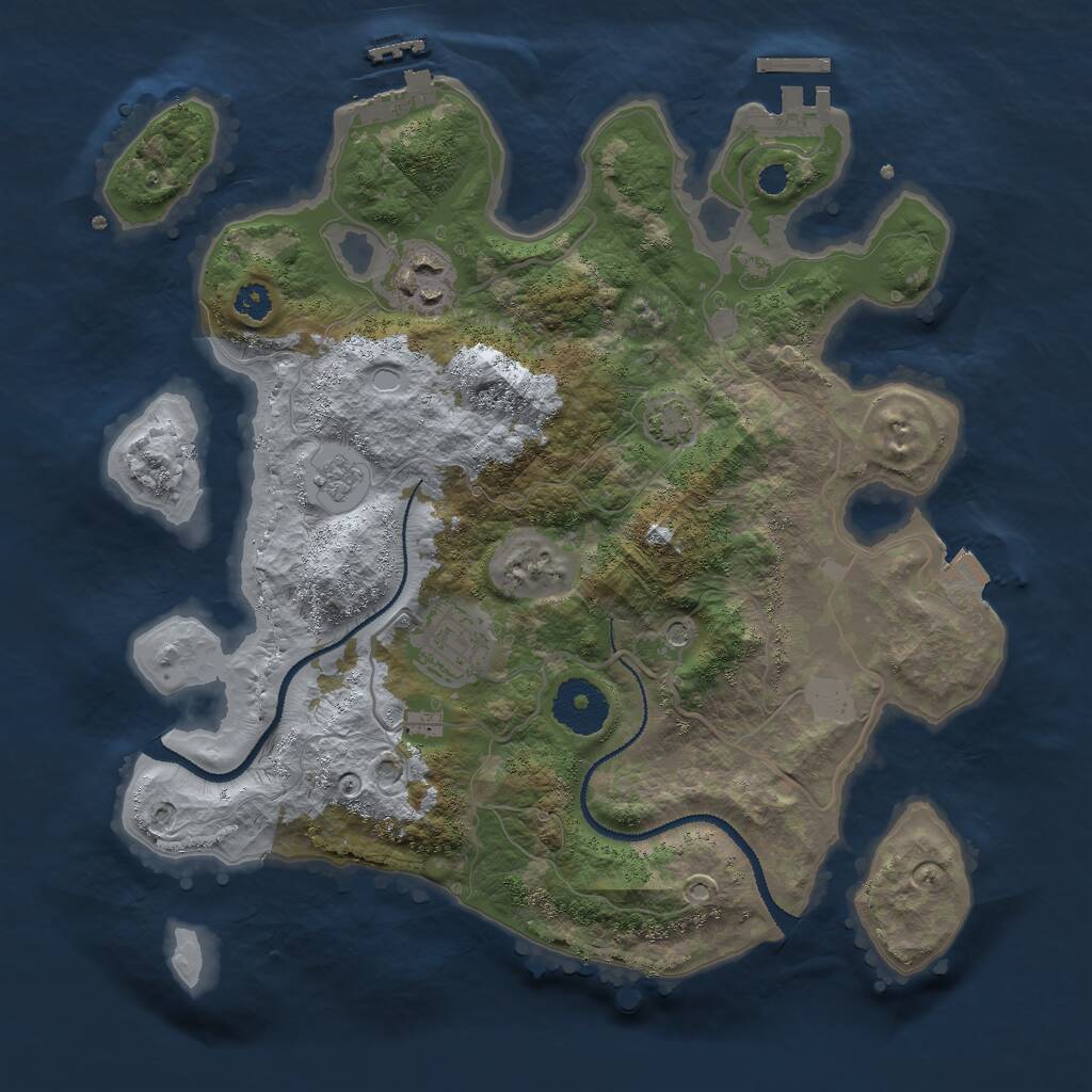 Rust Map: Procedural Map, Size: 3000, Seed: 870638916, 8 Monuments