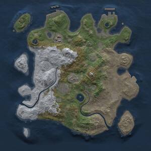 Thumbnail Rust Map: Procedural Map, Size: 3000, Seed: 870638916, 8 Monuments