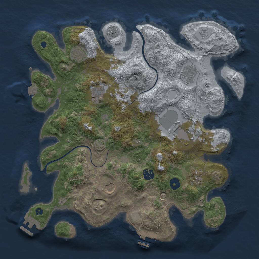 Rust Map: Procedural Map, Size: 3500, Seed: 579966405, 14 Monuments