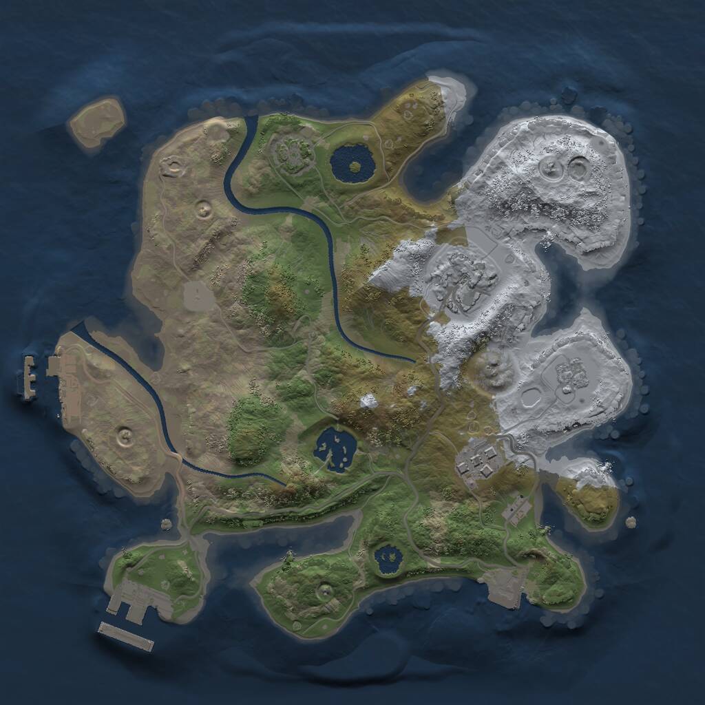 Rust Map: Procedural Map, Size: 2511, Seed: 1250, 8 Monuments