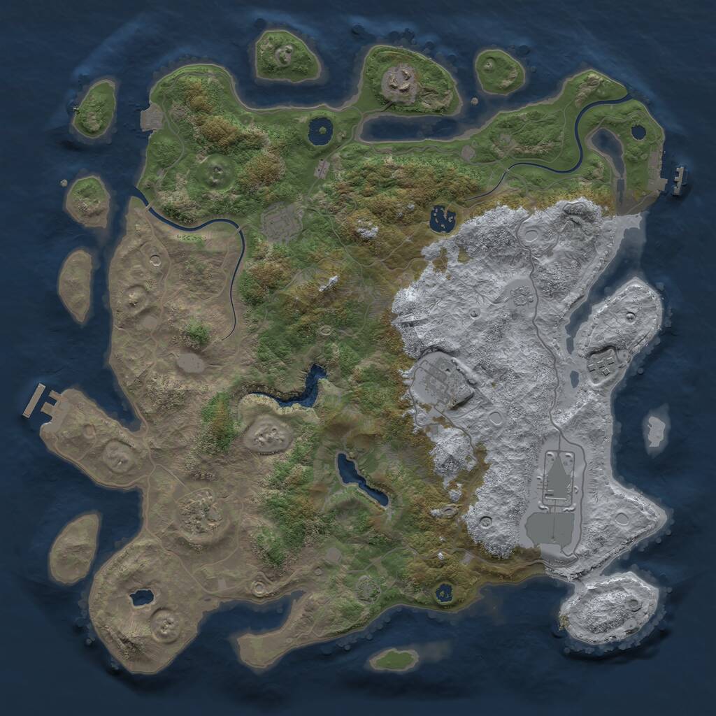 Rust Map: Procedural Map, Size: 4000, Seed: 1215134, 13 Monuments