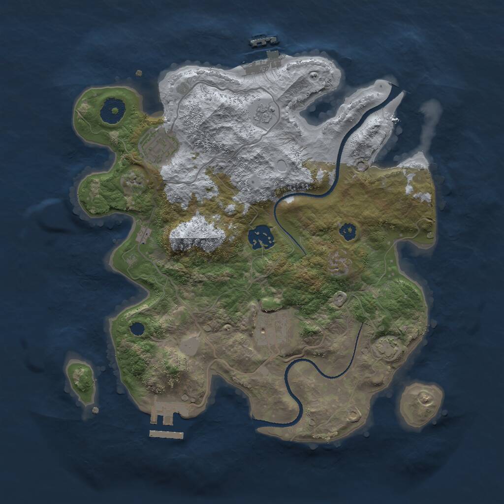 Rust Map: Procedural Map, Size: 3000, Seed: 28839, 8 Monuments