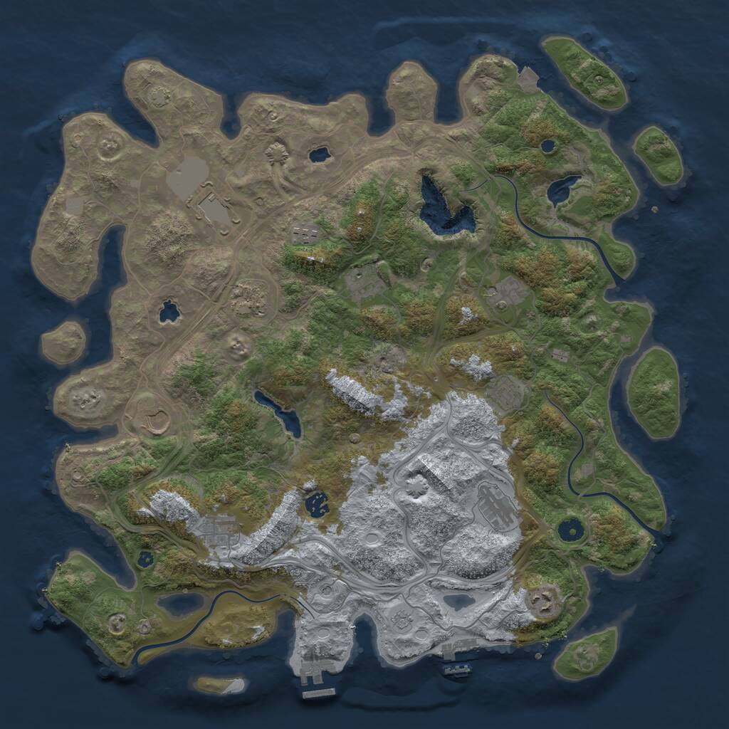 Rust Map: Procedural Map, Size: 4500, Seed: 1586803224, 17 Monuments