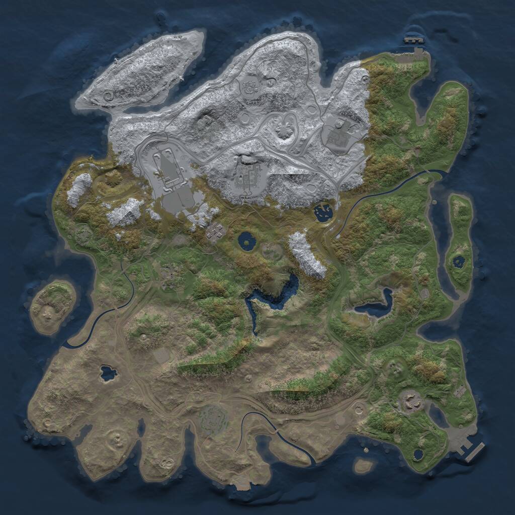 Rust Map: Procedural Map, Size: 4250, Seed: 662964429, 14 Monuments