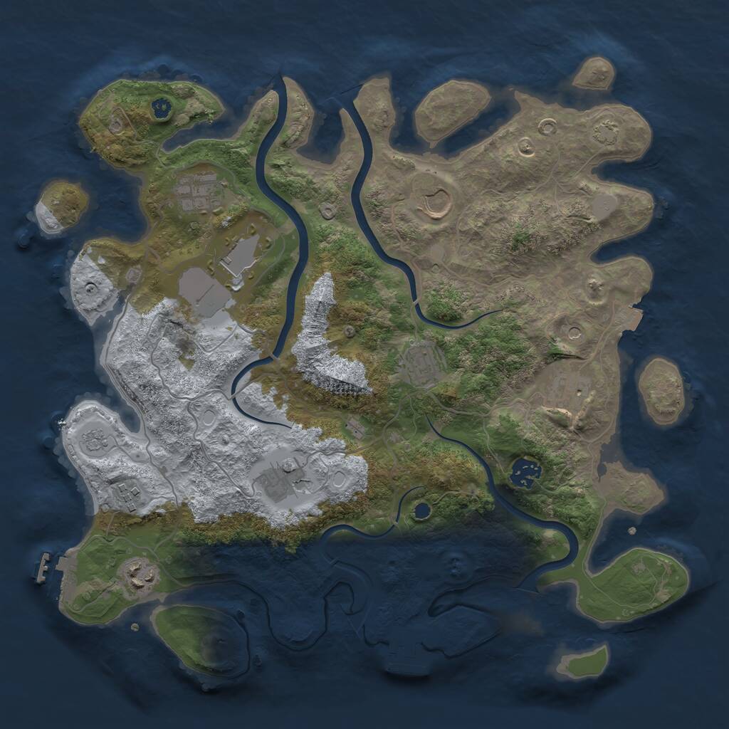 Rust Map: Procedural Map, Size: 3700, Seed: 966629429, 15 Monuments