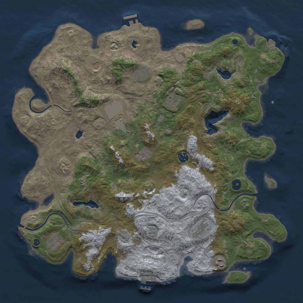 Rust Map: Procedural Map, Size: 4500, Seed: 609381510, 17 Monuments