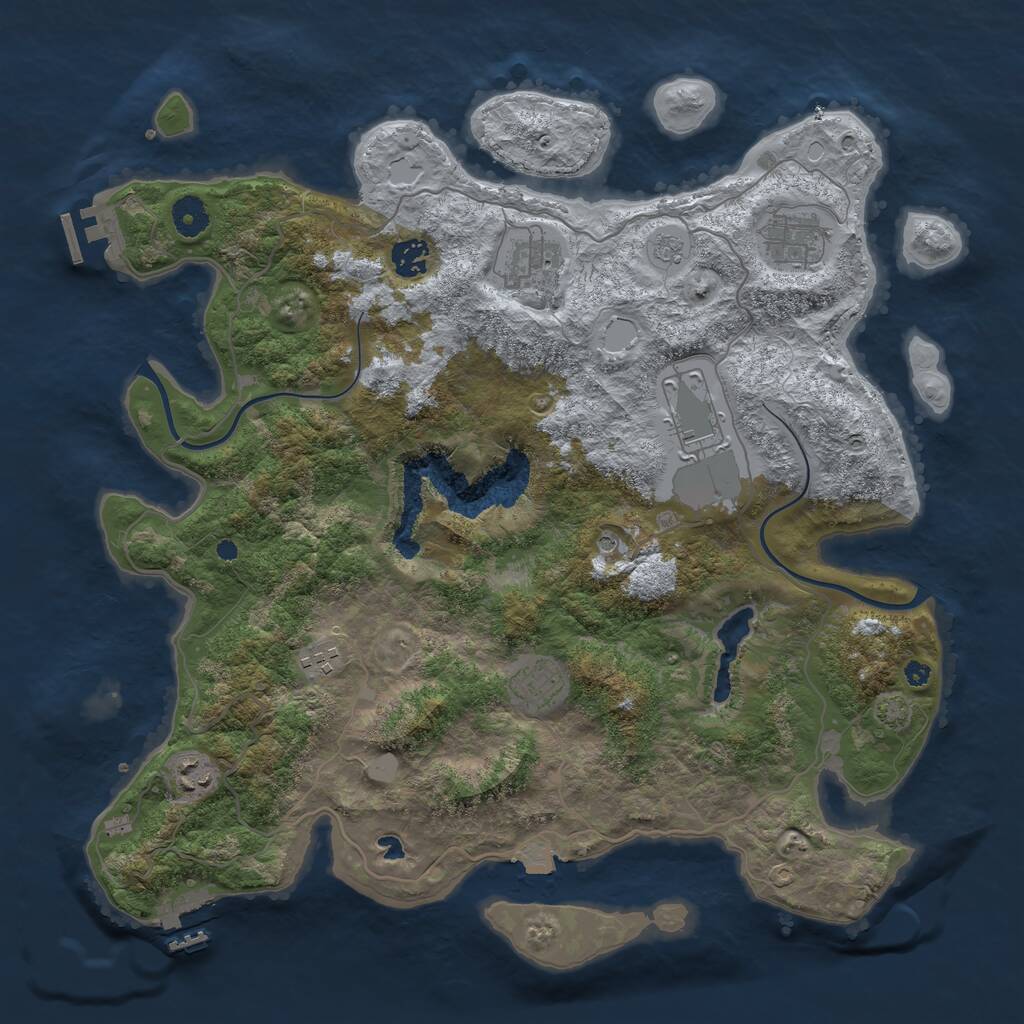 Rust Map: Procedural Map, Size: 4000, Seed: 1535767, 13 Monuments