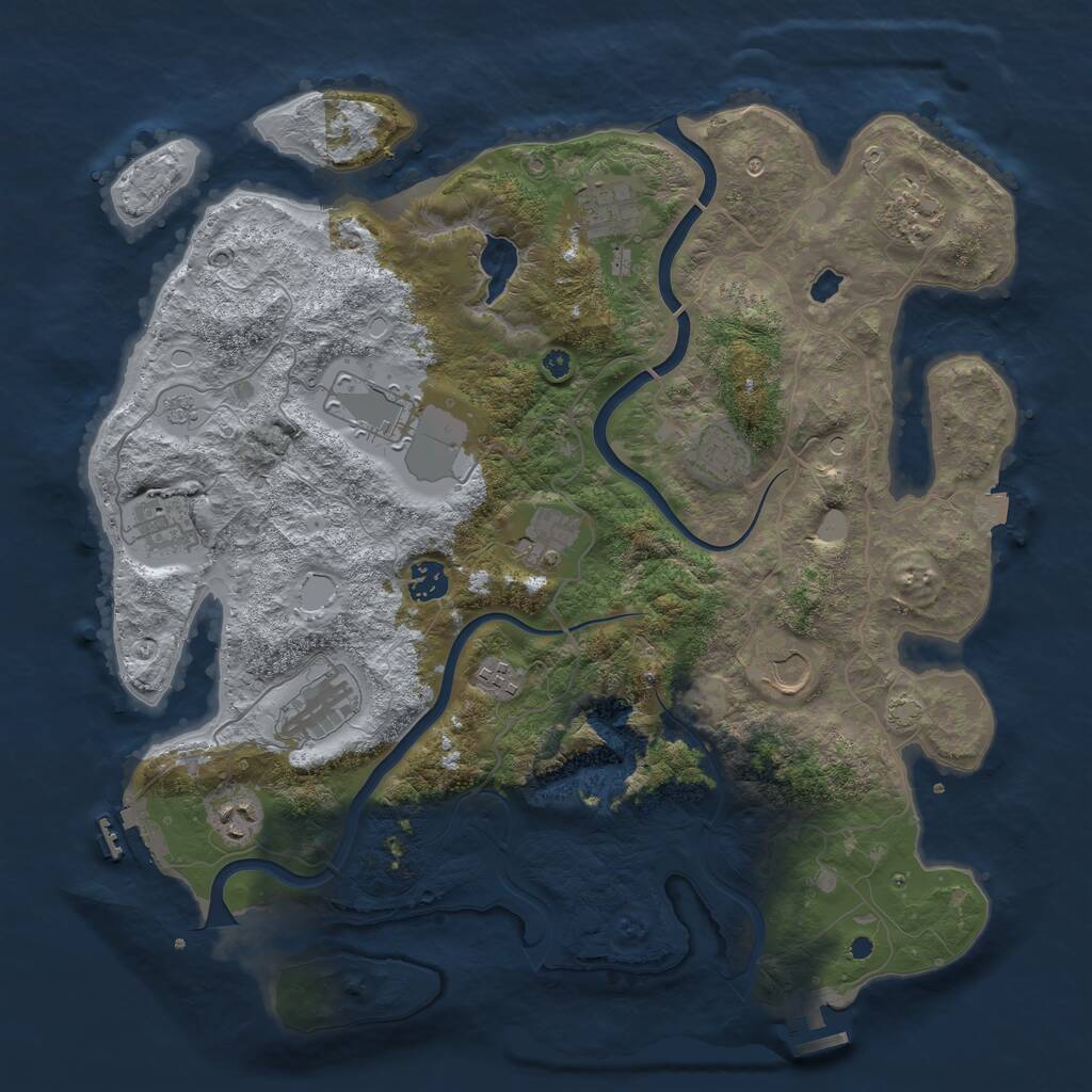 Rust Map: Procedural Map, Size: 4000, Seed: 1971859238, 17 Monuments