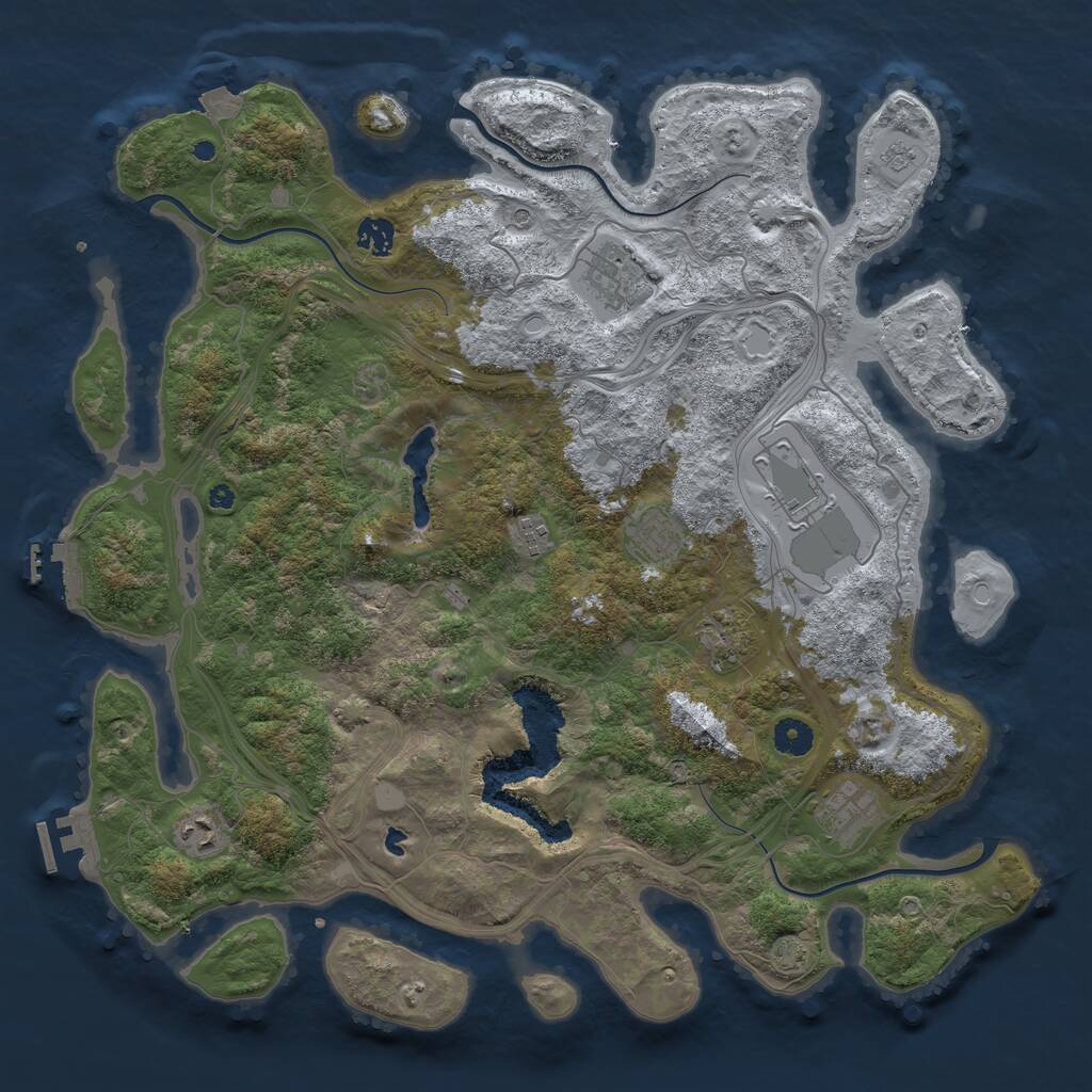 Rust Map: Procedural Map, Size: 4250, Seed: 141290, 14 Monuments