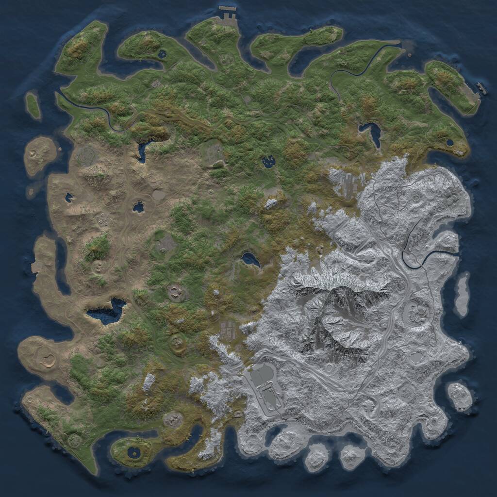 Rust Map: Procedural Map, Size: 5800, Seed: 36363636, 17 Monuments