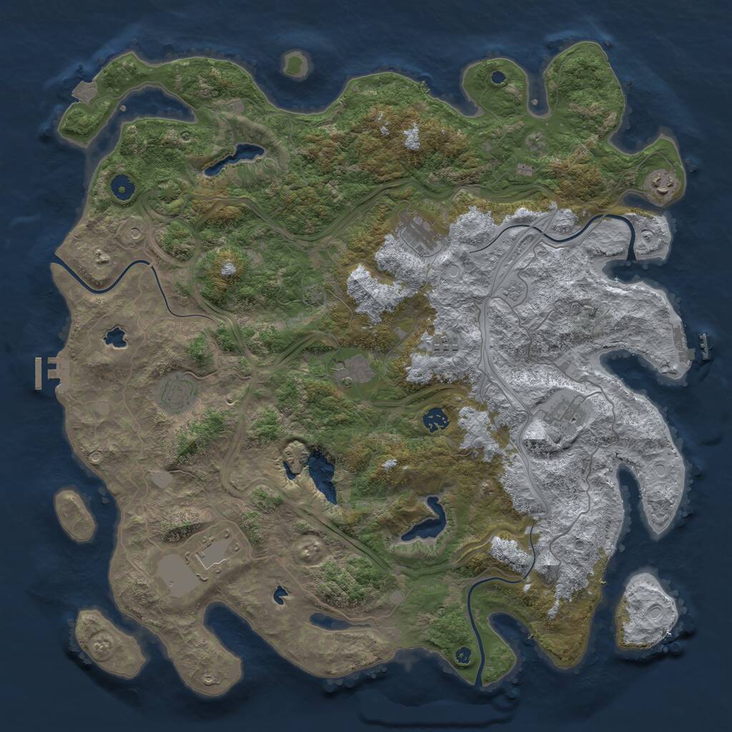 Rust Map: Procedural Map, Size: 4550, Seed: 11882624, 14 Monuments