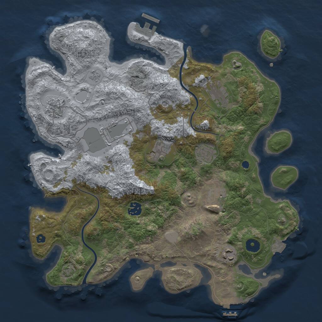 Rust Map: Procedural Map, Size: 3500, Seed: 125677, 14 Monuments