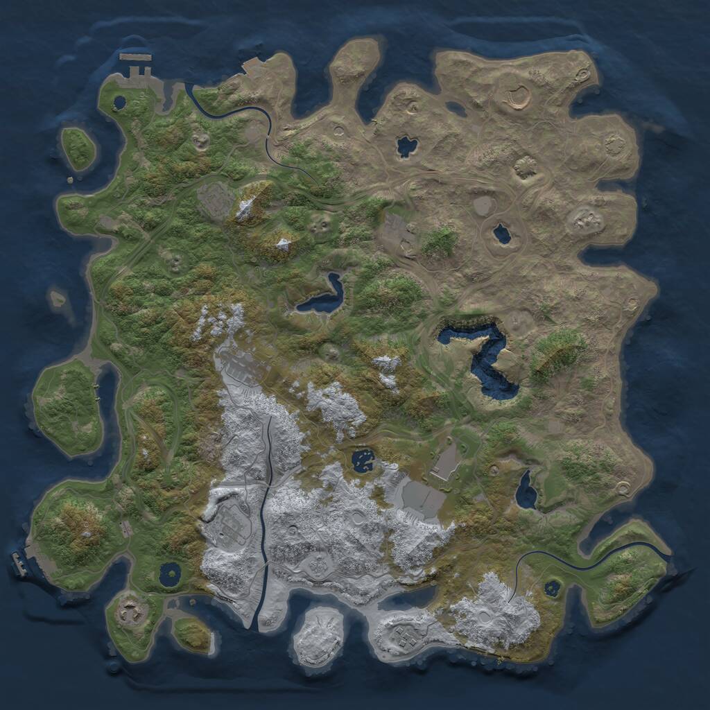 Rust Map: Procedural Map, Size: 4500, Seed: 543625, 15 Monuments