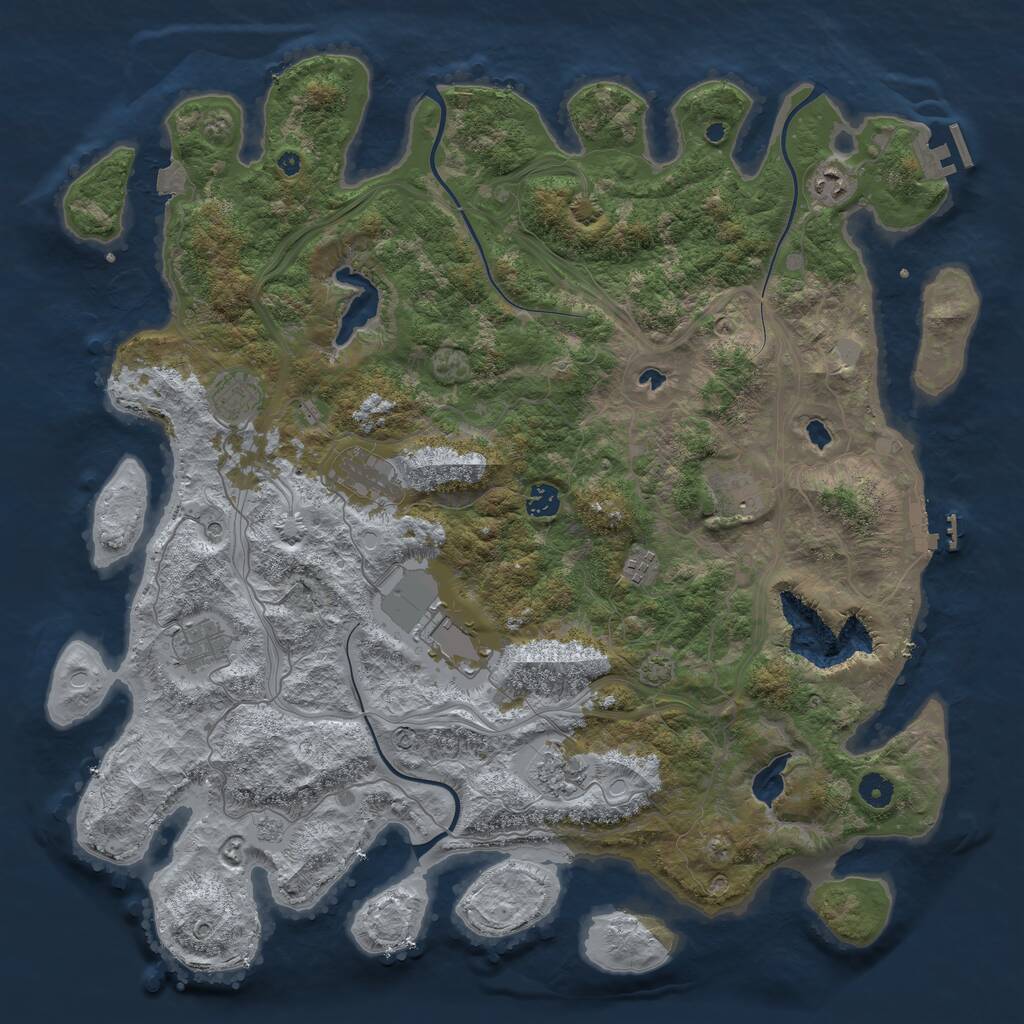 Rust Map: Procedural Map, Size: 4500, Seed: 732532511, 15 Monuments