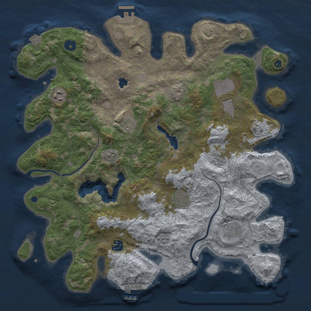 Rust Map: Procedural Map, Size: 4000, Seed: 968692058, 14 Monuments