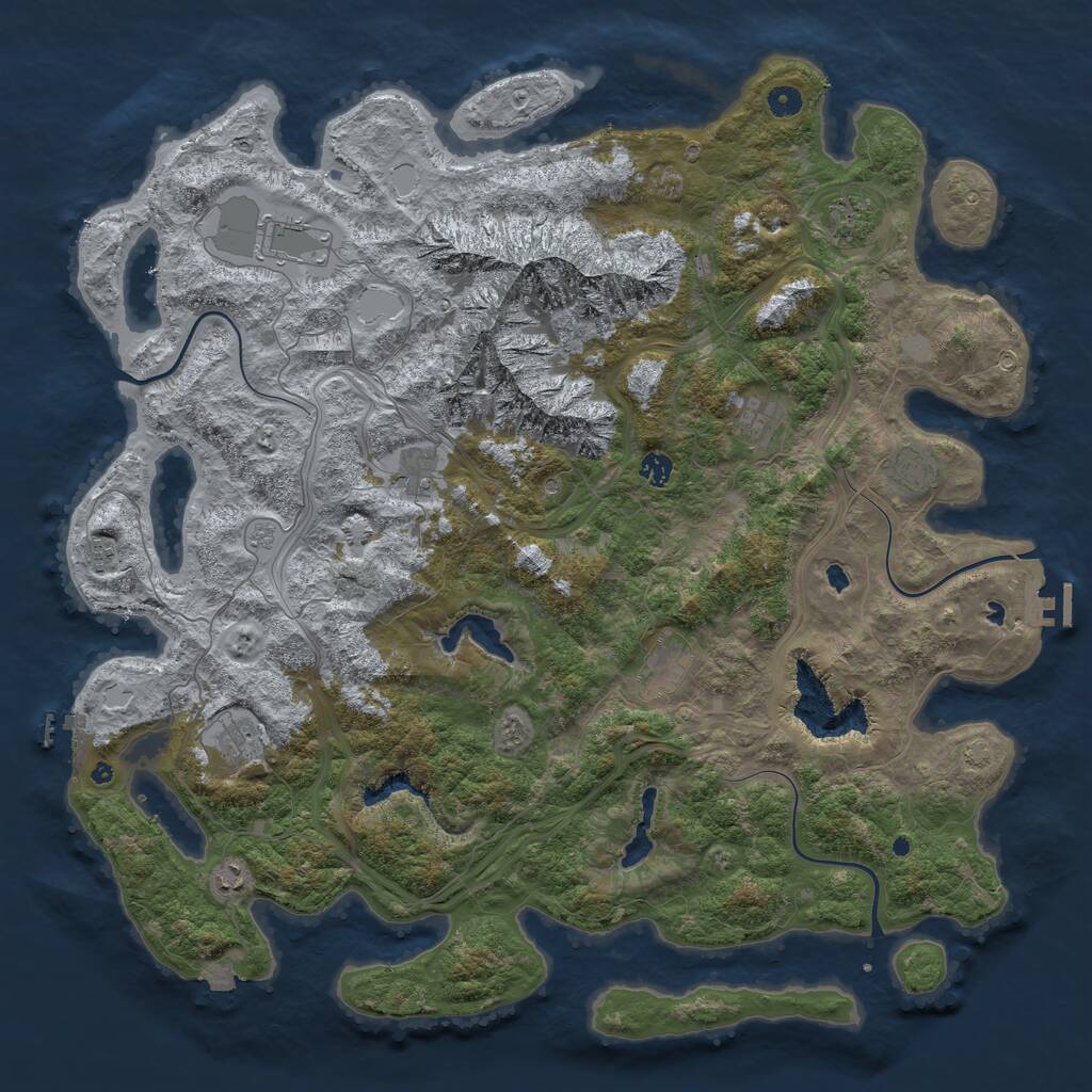 Rust Map: Procedural Map, Size: 5000, Seed: 99249281, 16 Monuments