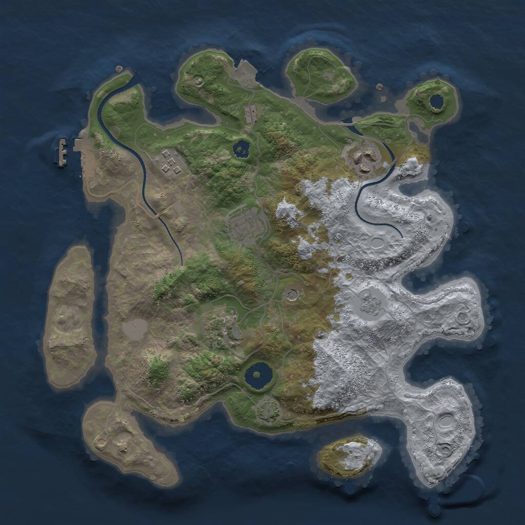 Rust Map: Procedural Map, Size: 3000, Seed: 474288494, 9 Monuments