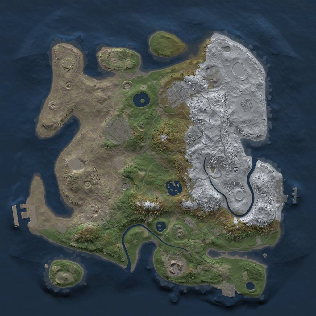 Rust Map: Procedural Map, Size: 3000, Seed: 1690239119, 11 Monuments