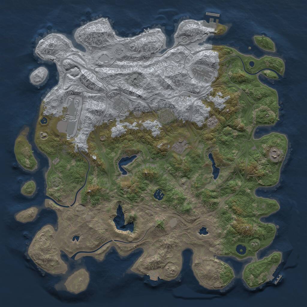 Rust Map: Procedural Map, Size: 4500, Seed: 1321872940, 14 Monuments