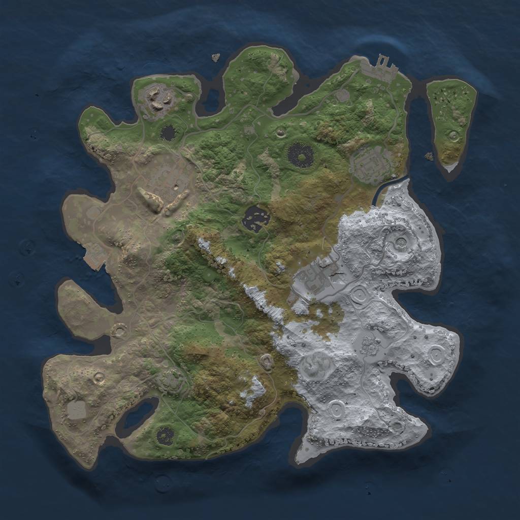 Rust Map: Procedural Map, Size: 3000, Seed: 5706, 12 Monuments