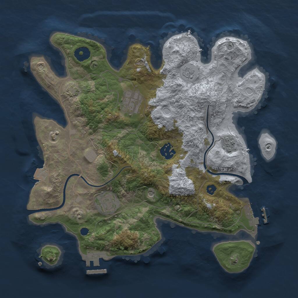 Rust Map: Procedural Map, Size: 3000, Seed: 1209799763, 10 Monuments
