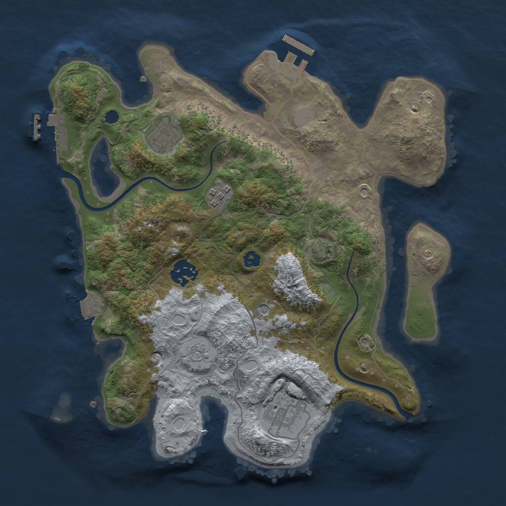 Rust Map: Procedural Map, Size: 3000, Seed: 12331, 10 Monuments