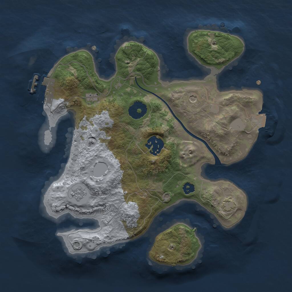 Rust Map: Procedural Map, Size: 2500, Seed: 57740256, 6 Monuments