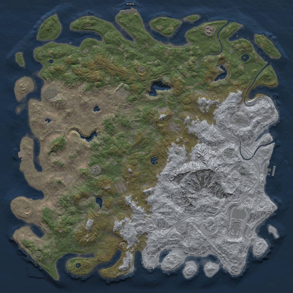 Rust Map: Procedural Map, Size: 5700, Seed: 36363636, 17 Monuments