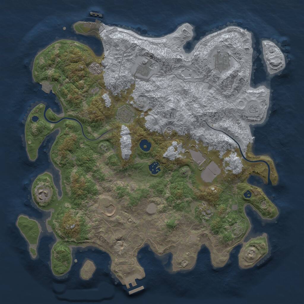 Rust Map: Procedural Map, Size: 3900, Seed: 1279083053, 15 Monuments