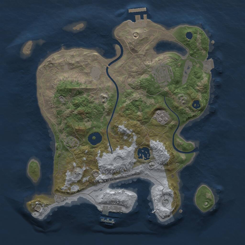 Rust Map: Procedural Map, Size: 2800, Seed: 1096810925, 8 Monuments