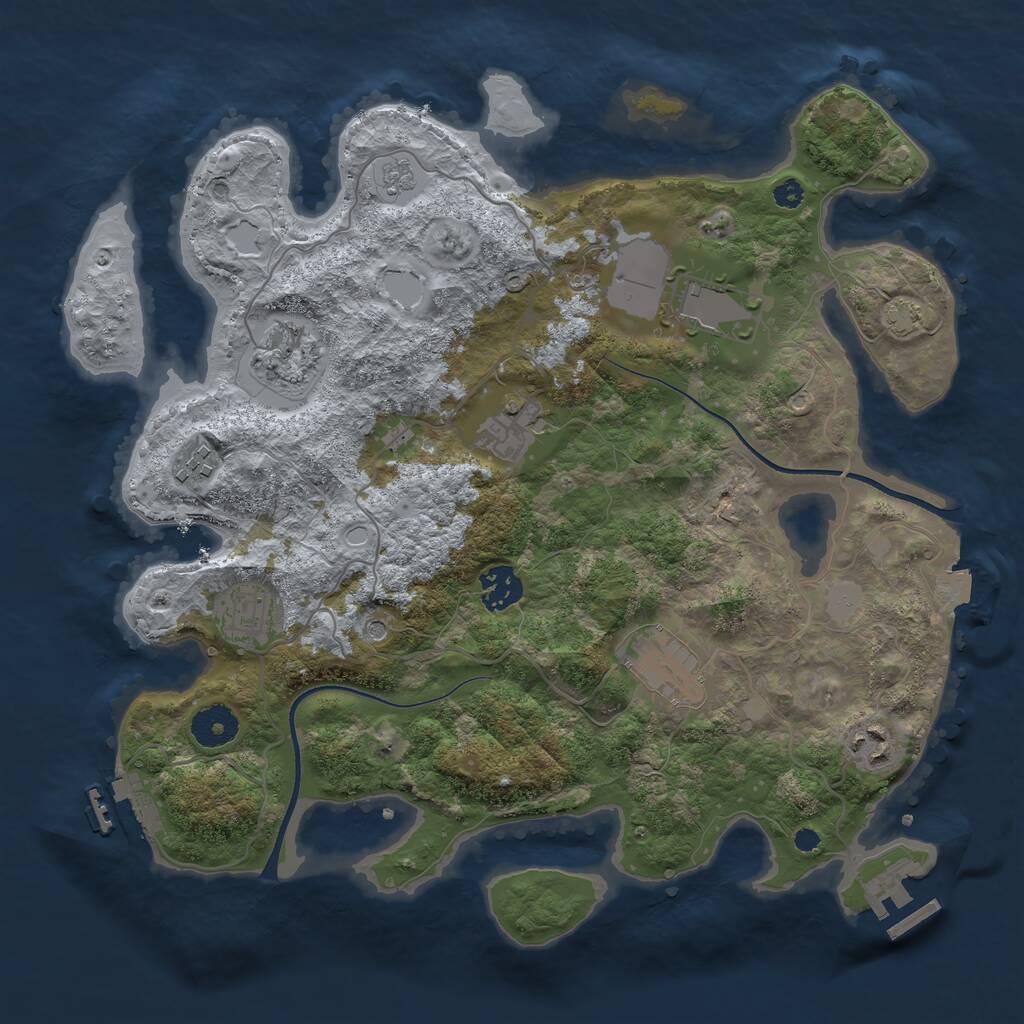 Rust Map: Procedural Map, Size: 3500, Seed: 1495497936, 14 Monuments