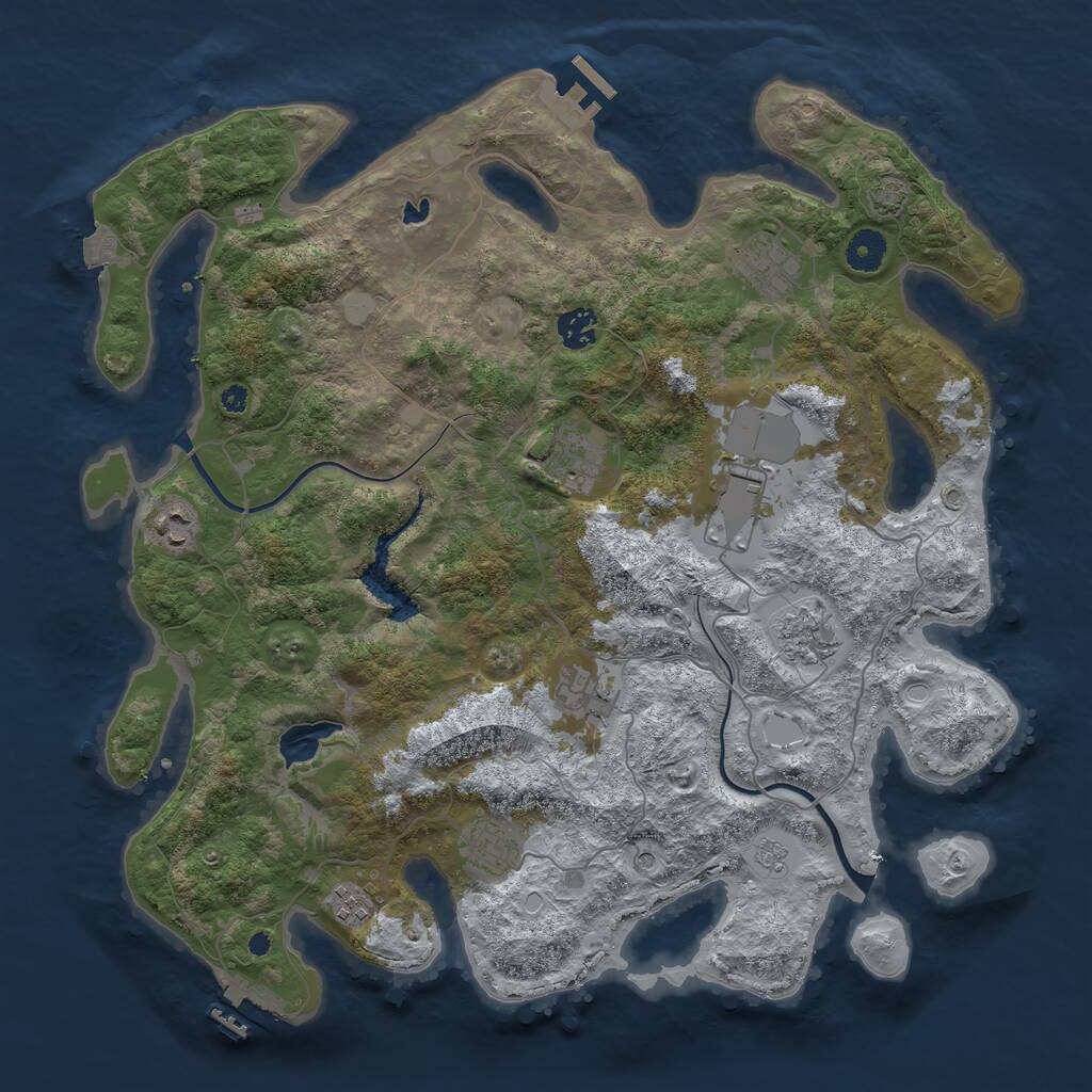Rust Map: Procedural Map, Size: 4000, Seed: 2016265332, 15 Monuments