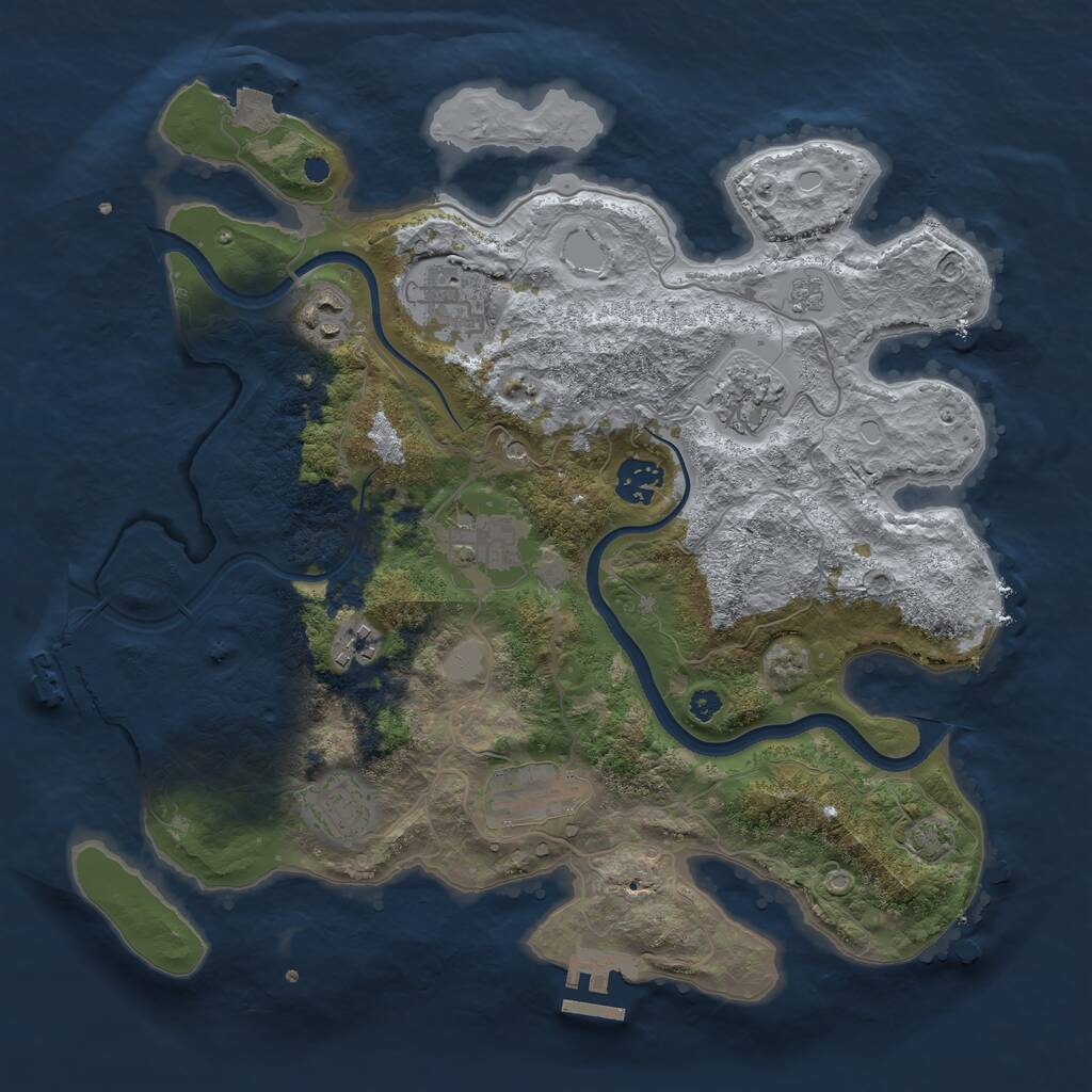 Rust Map: Procedural Map, Size: 3500, Seed: 190425, 14 Monuments