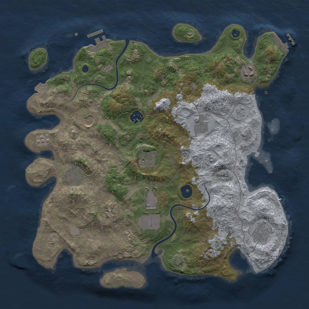 Rust Map: Procedural Map, Size: 3750, Seed: 1698462489, 16 Monuments