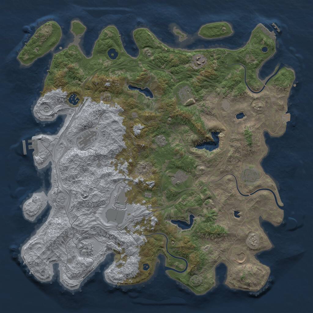 Rust Map: Procedural Map, Size: 4500, Seed: 442900, 16 Monuments
