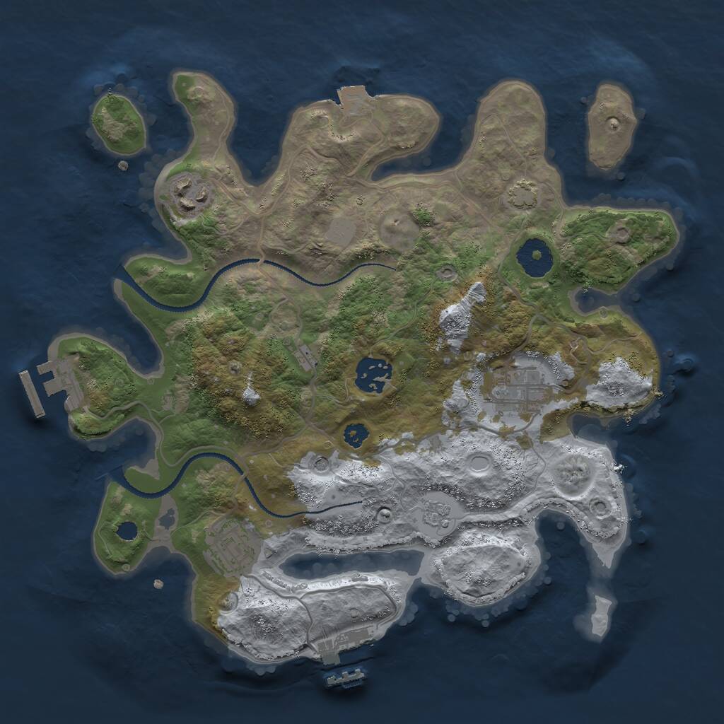Rust Map: Procedural Map, Size: 3000, Seed: 30315, 10 Monuments