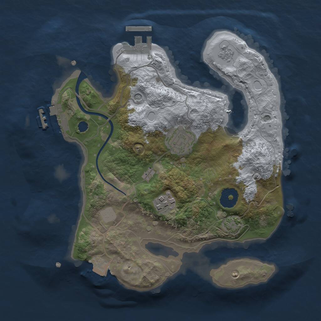 Rust Map: Procedural Map, Size: 2500, Seed: 503033, 8 Monuments