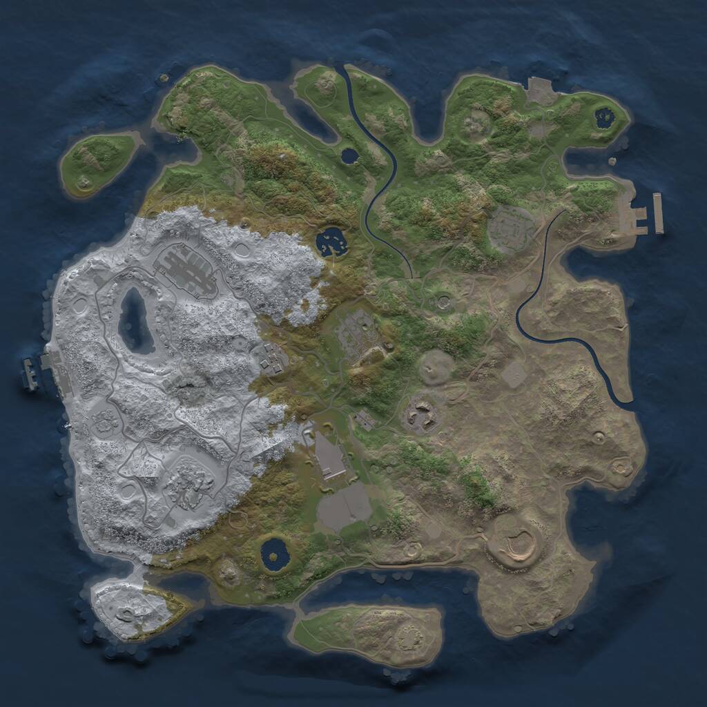 Rust Map: Procedural Map, Size: 3500, Seed: 156498718, 15 Monuments