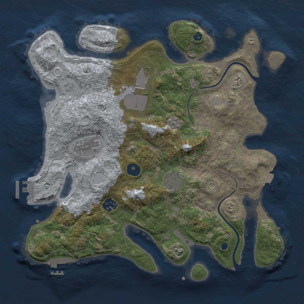 Rust Map: Procedural Map, Size: 3500, Seed: 621081, 11 Monuments