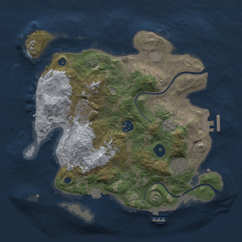 Rust Map: Procedural Map, Size: 3000, Seed: 912143284, 9 Monuments