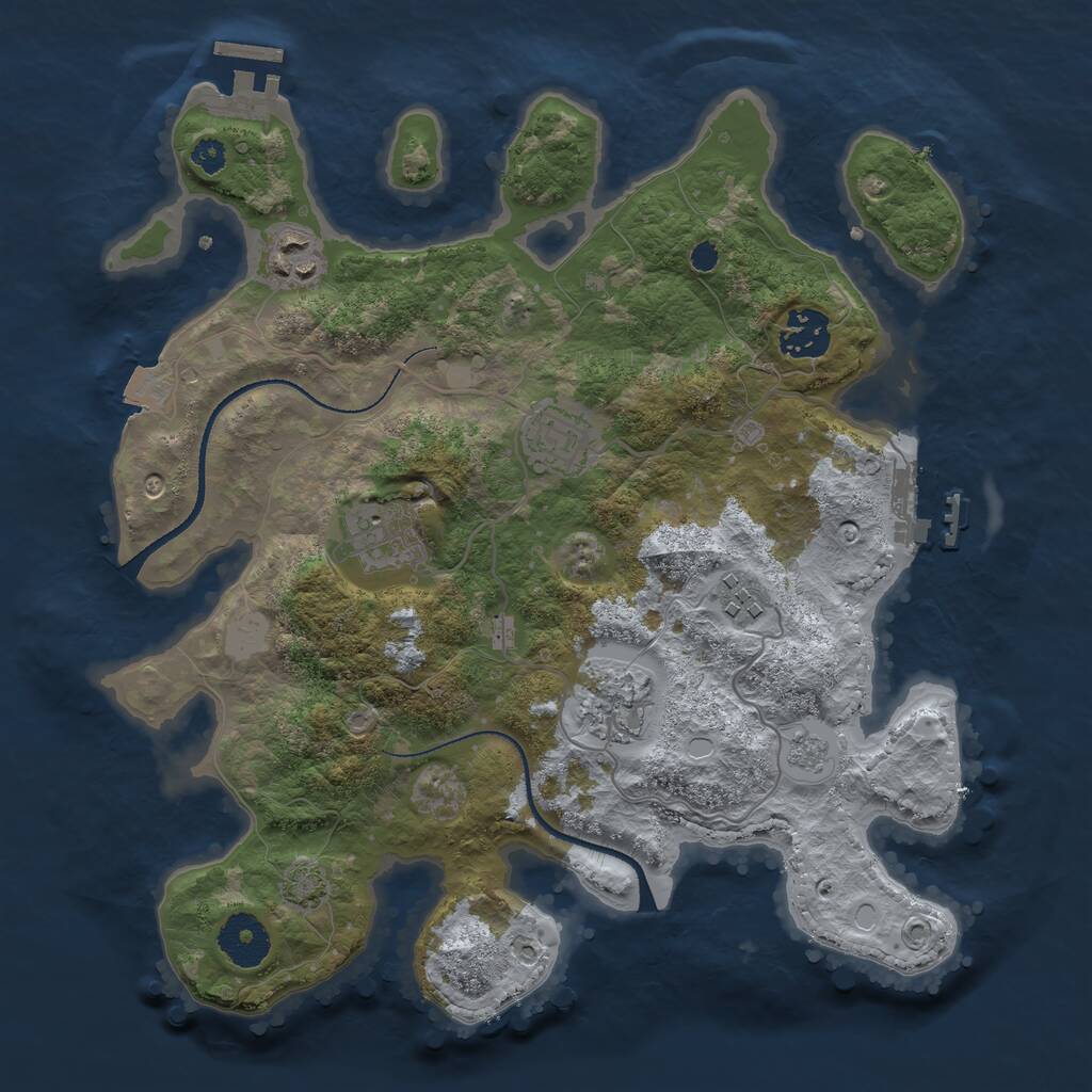 Rust Map: Procedural Map, Size: 3200, Seed: 421520024, 11 Monuments